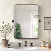 VIOTTO& CO. Modern Tilting Pivot Bathroom Mirror Rounded Rectangle Vanity Mirror Matte Black Metal Framed Adjustable Swivel Wall Mirror